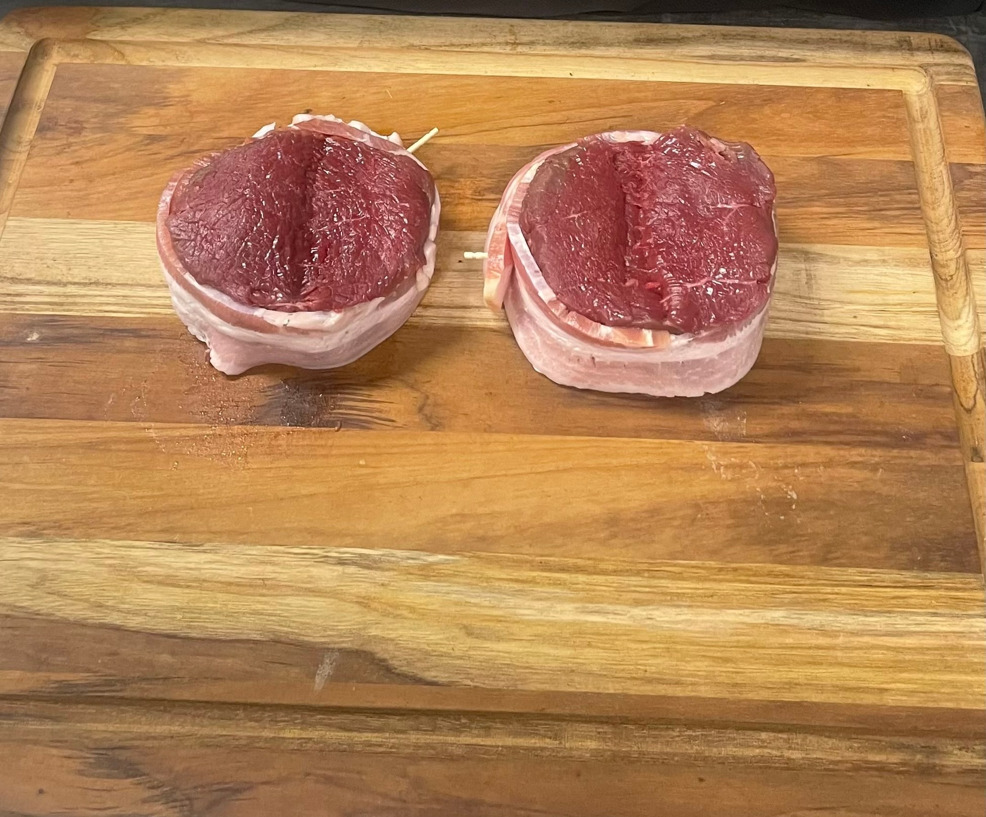 Raw venison backstrap fillets